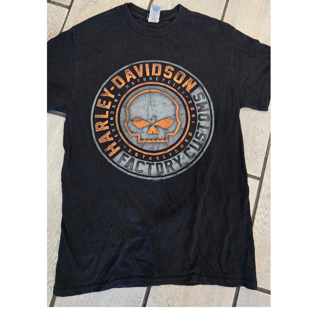 Harley Davidson Sacramento California 916 Skull Graphic T-Shirt Black Small